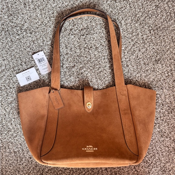 Coach Suede Hadley Turnlock Tote - Picture 2 of 6